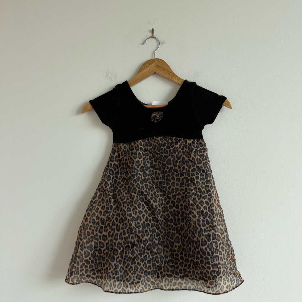 Vintage 90s Bonnie Jean Leopard Print Dress
